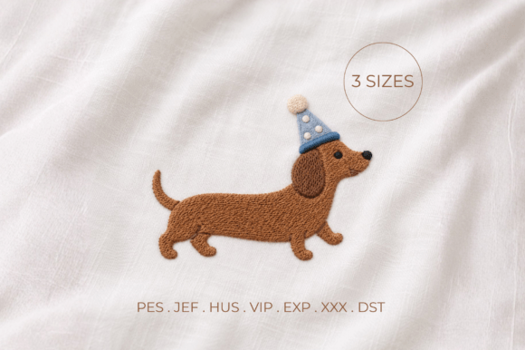 Birthday Dachshund Dog Embroidery Design Review