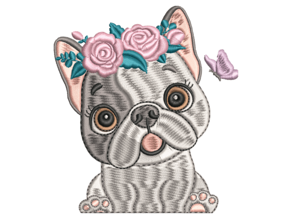 Cute Floral Bulldog Embroidery Design Review