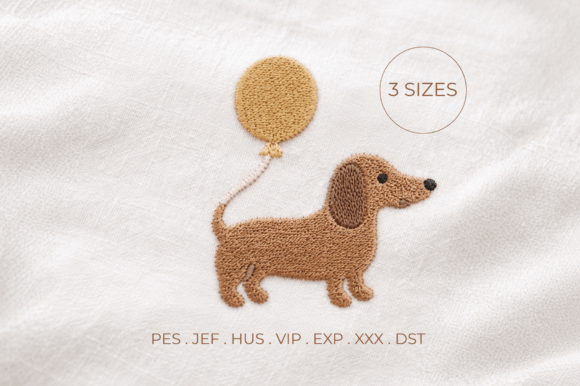 Dachshund with Balloon Embroidery Design Review